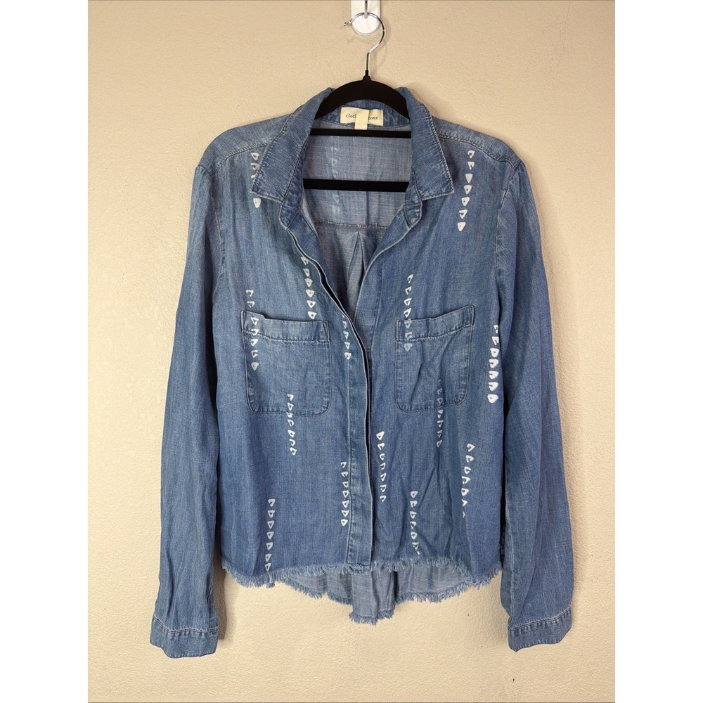 Cloth And Stone Chambray Tribal Shirt Blue Medium
